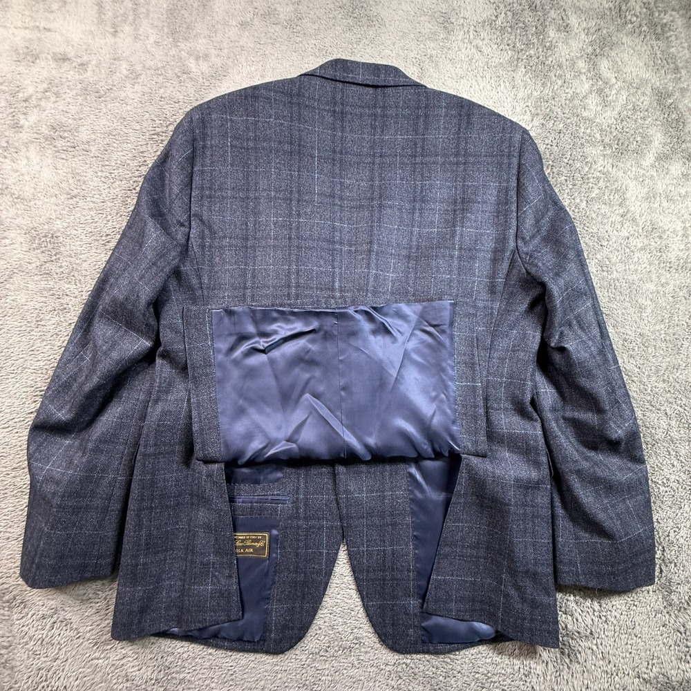Atelier Munro EU54 US44 Navy Windowpane Blazer Loro Piana Silk Air Wool Blue - Picture 7 of 12